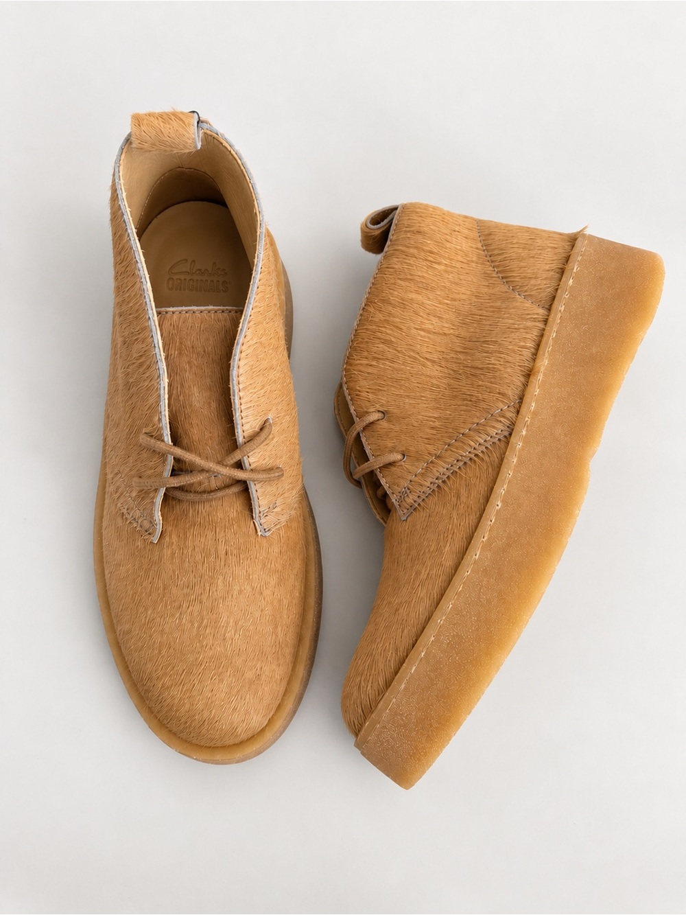 ZARA x Clarks Cow Hair Desert Boots Beige Chunky Crepe NWT 6.5